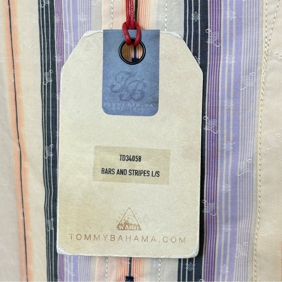 TOMMY BAHAMA Jeans Bars Stripes Sunburst Cotton L/S Button Down Shirt XXL NWT - Picture 5 of 15